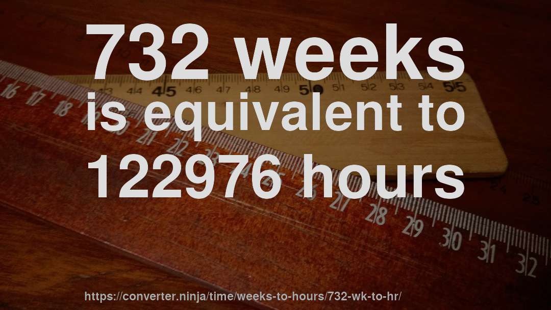 732 weeks is equivalent to 122976 hours