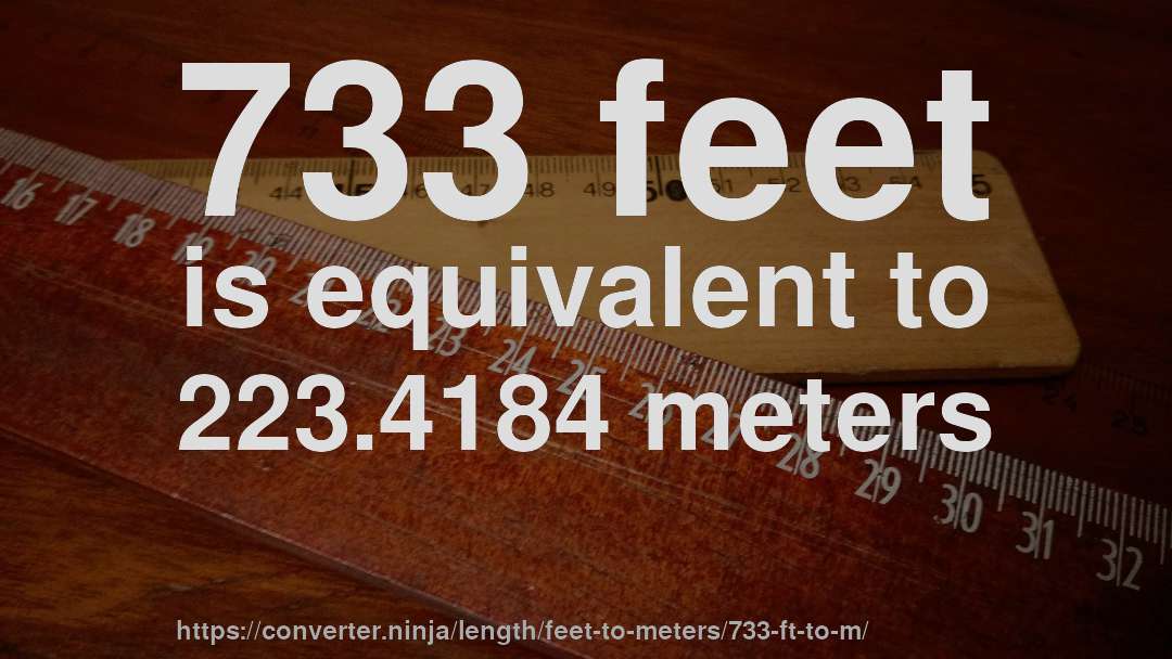 733 feet is equivalent to 223.4184 meters