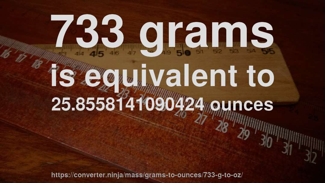 733 grams is equivalent to 25.8558141090424 ounces