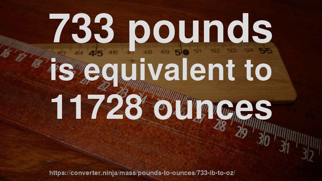 733 pounds is equivalent to 11728 ounces