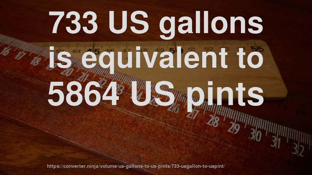 733 US gallons is equivalent to 5864 US pints