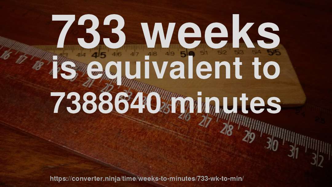 733 weeks is equivalent to 7388640 minutes