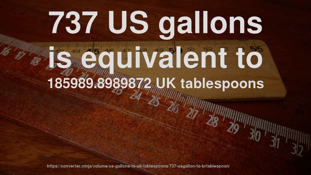 737 US gallons is equivalent to 185989.8989872 UK tablespoons