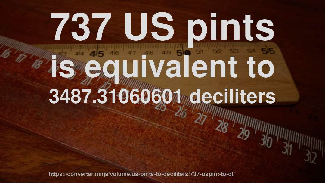 737 US pints is equivalent to 3487.31060601 deciliters