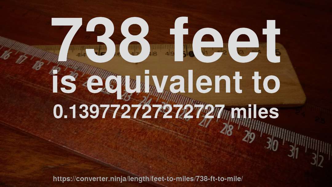738 feet is equivalent to 0.139772727272727 miles