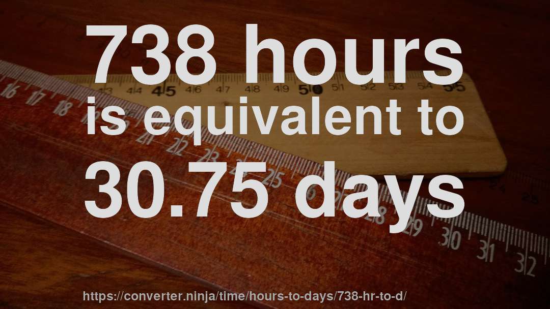 738 hours is equivalent to 30.75 days