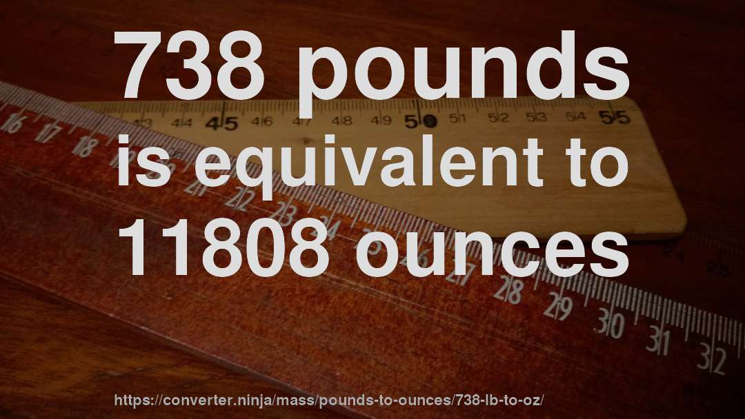 738 pounds is equivalent to 11808 ounces