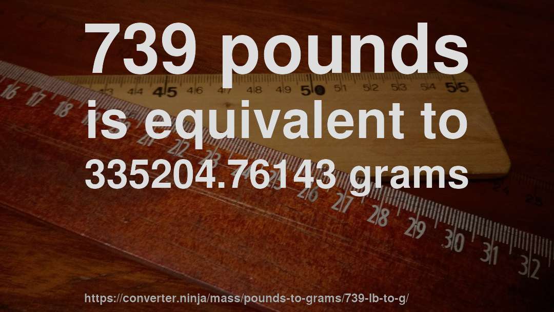 739 pounds is equivalent to 335204.76143 grams