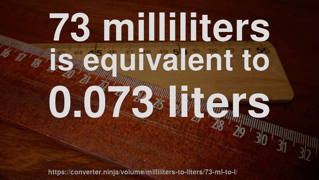 73 milliliters is equivalent to 0.073 liters