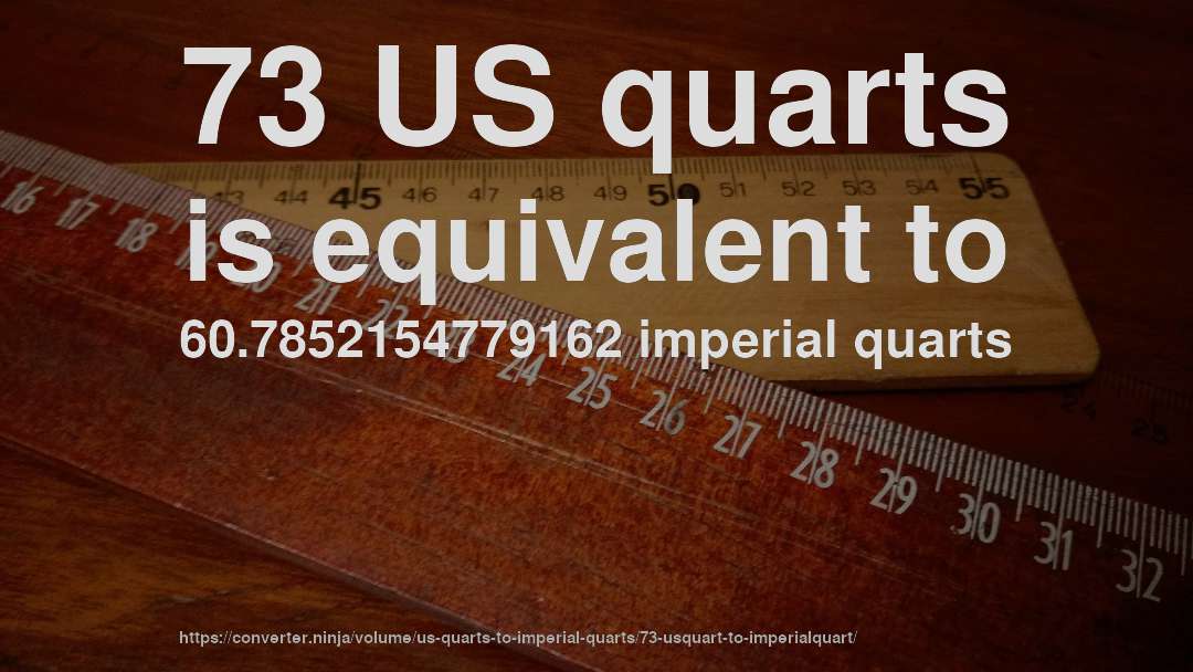 73 US quarts is equivalent to 60.7852154779162 imperial quarts