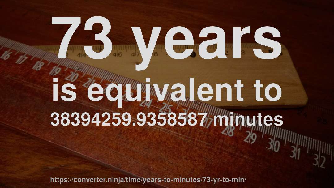 73 years is equivalent to 38394259.9358587 minutes