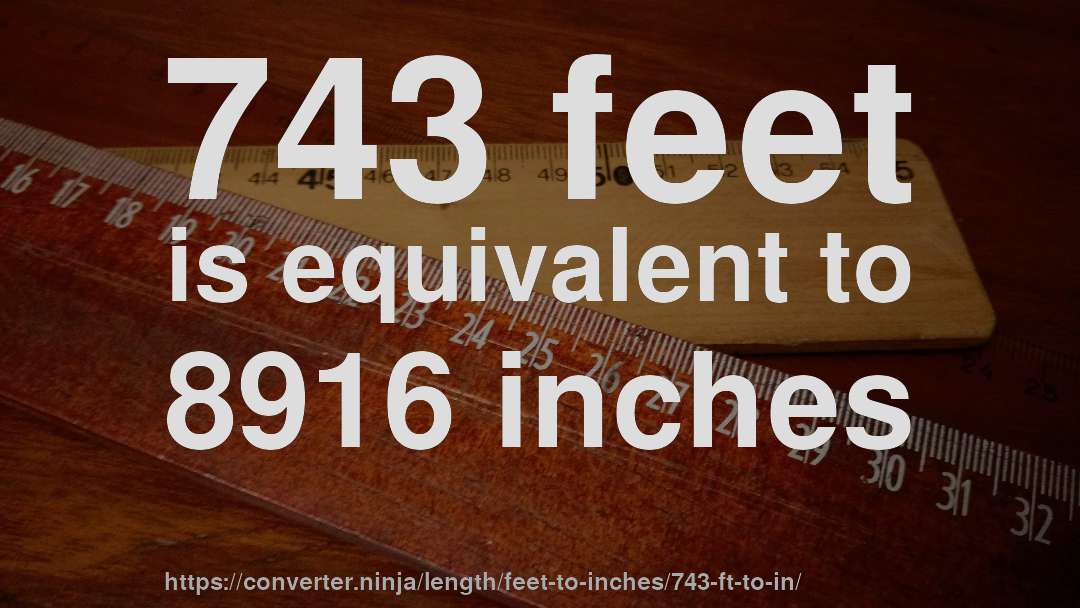 743 feet is equivalent to 8916 inches