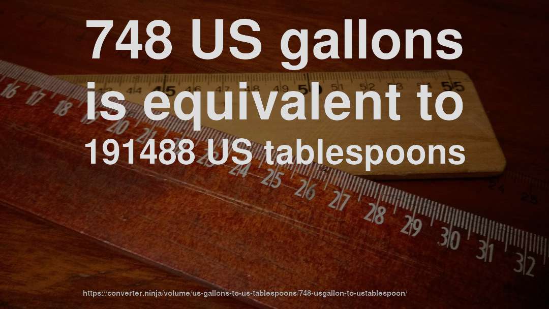 748 US gallons is equivalent to 191488 US tablespoons