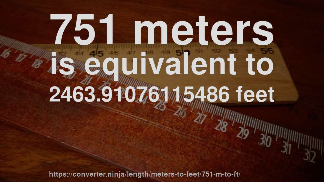 751 meters is equivalent to 2463.91076115486 feet