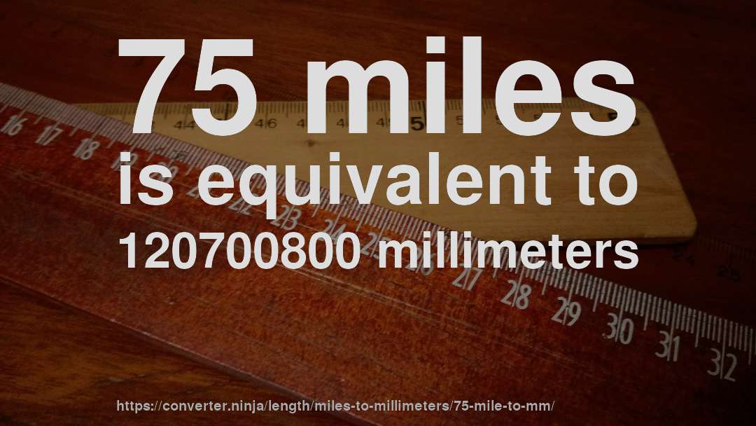 75 miles is equivalent to 120700800 millimeters