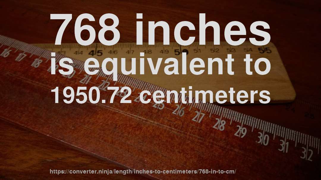 768 inches is equivalent to 1950.72 centimeters