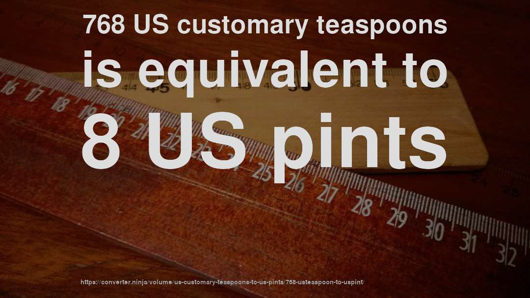 768 US customary teaspoons is equivalent to 8 US pints