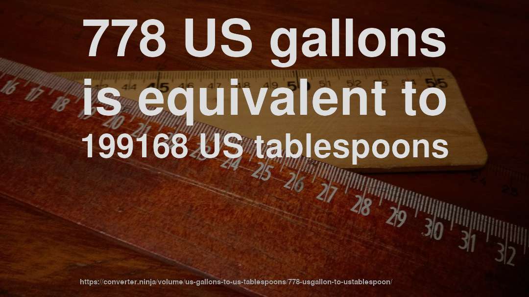 778 US gallons is equivalent to 199168 US tablespoons