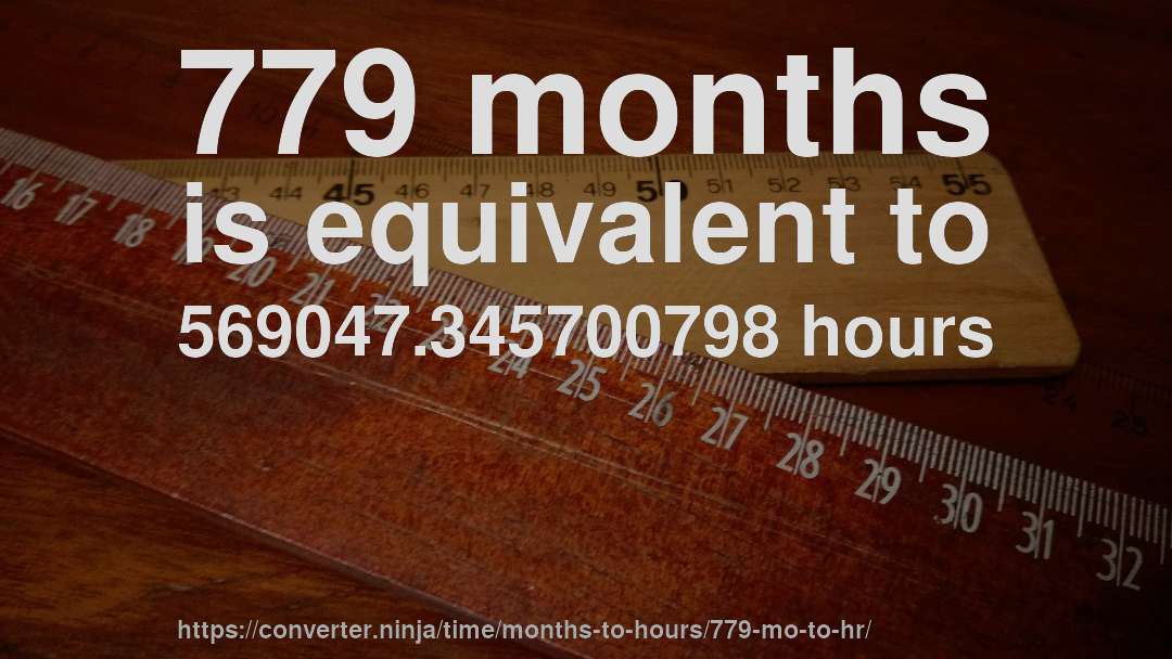 779 months is equivalent to 569047.345700798 hours