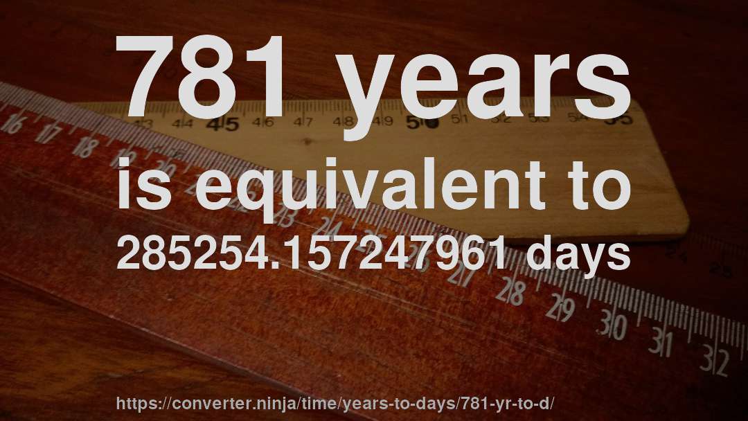 781 years is equivalent to 285254.157247961 days