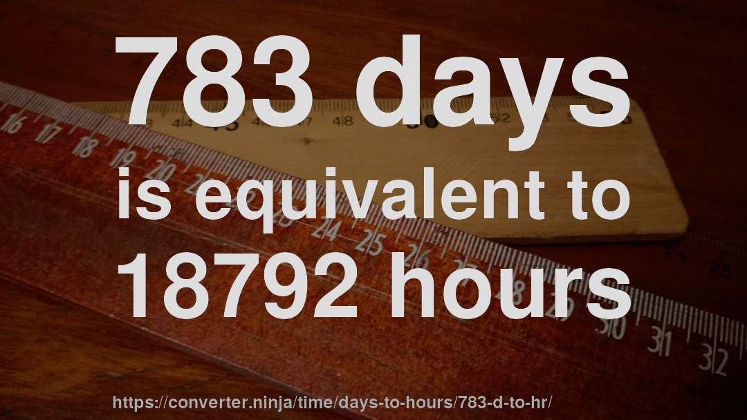 783 days is equivalent to 18792 hours