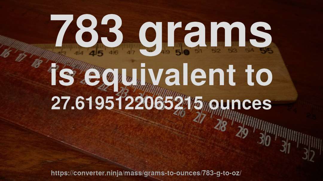 783 grams is equivalent to 27.6195122065215 ounces
