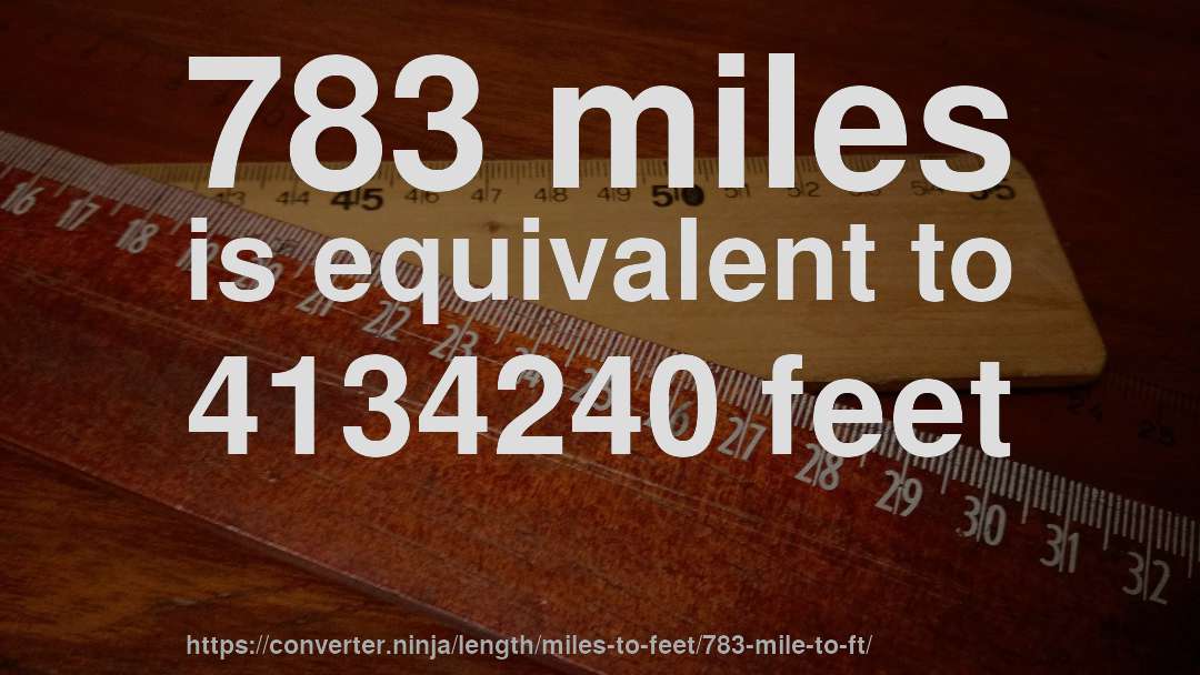 783 miles is equivalent to 4134240 feet