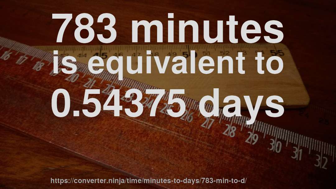 783 minutes is equivalent to 0.54375 days