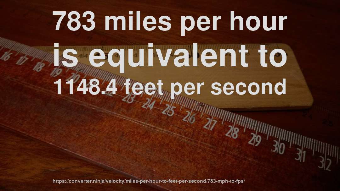 783 miles per hour is equivalent to 1148.4 feet per second