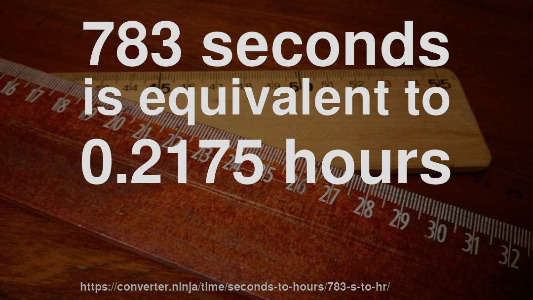 783 seconds is equivalent to 0.2175 hours