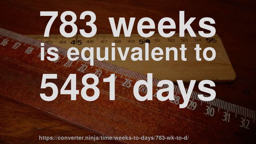 783 weeks is equivalent to 5481 days