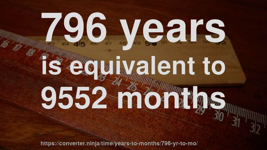 796 years is equivalent to 9552 months
