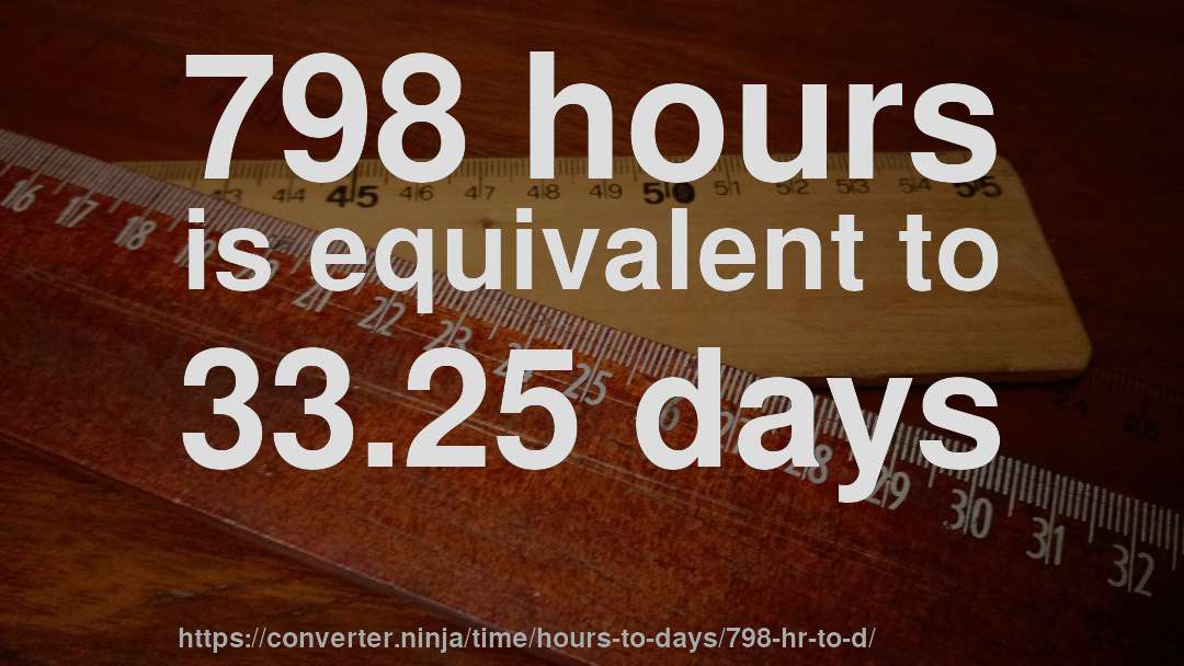 798 hours is equivalent to 33.25 days
