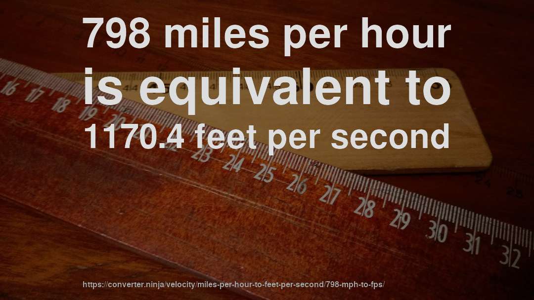 798 miles per hour is equivalent to 1170.4 feet per second