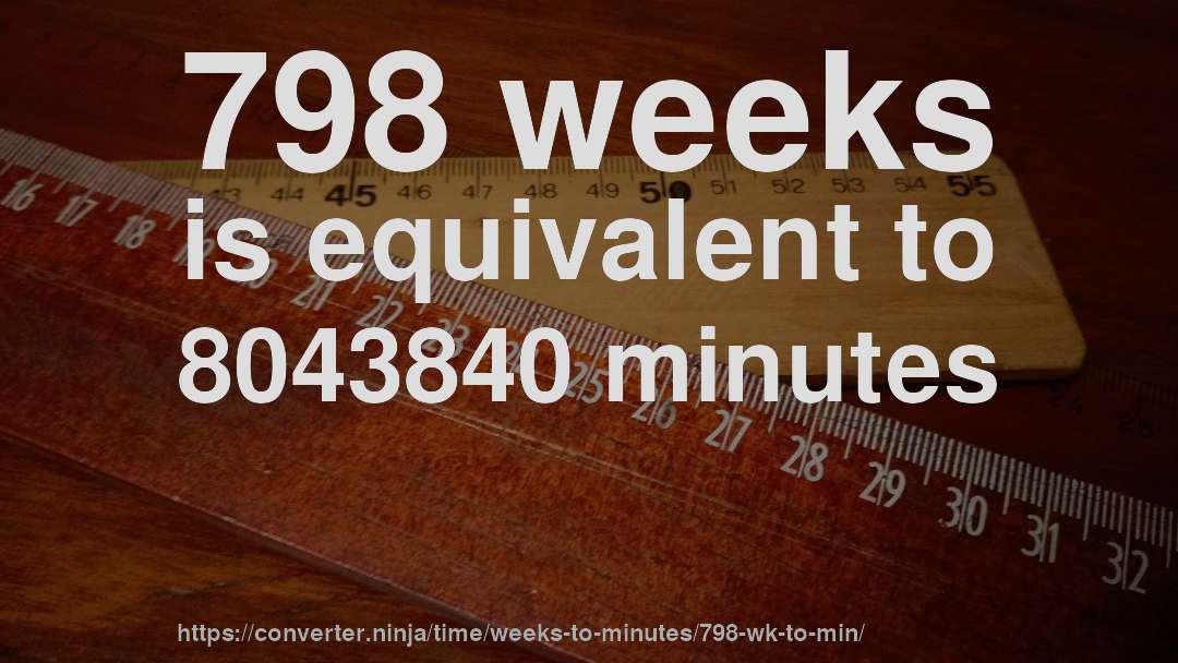 798 weeks is equivalent to 8043840 minutes