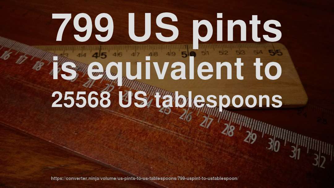 799 US pints is equivalent to 25568 US tablespoons