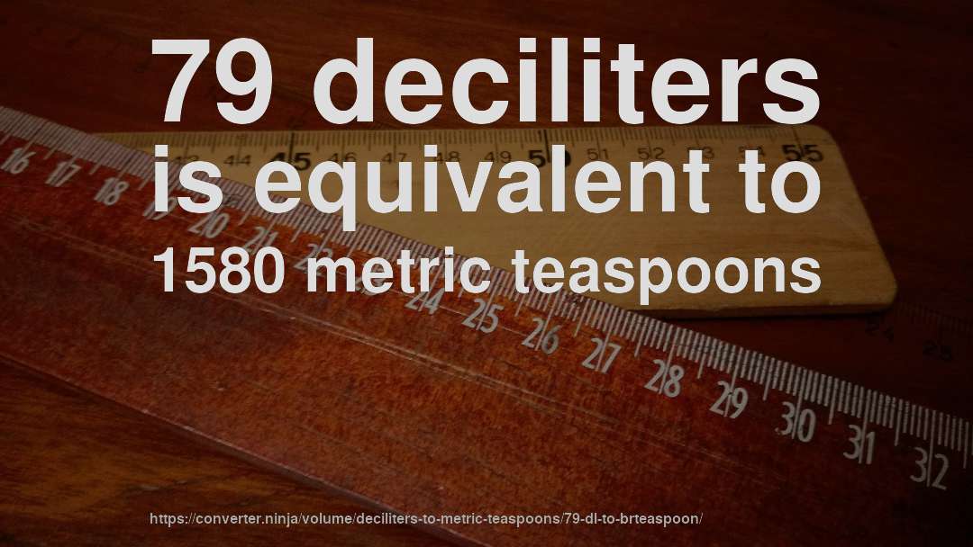79 deciliters is equivalent to 1580 metric teaspoons