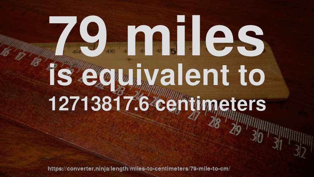 79 miles is equivalent to 12713817.6 centimeters