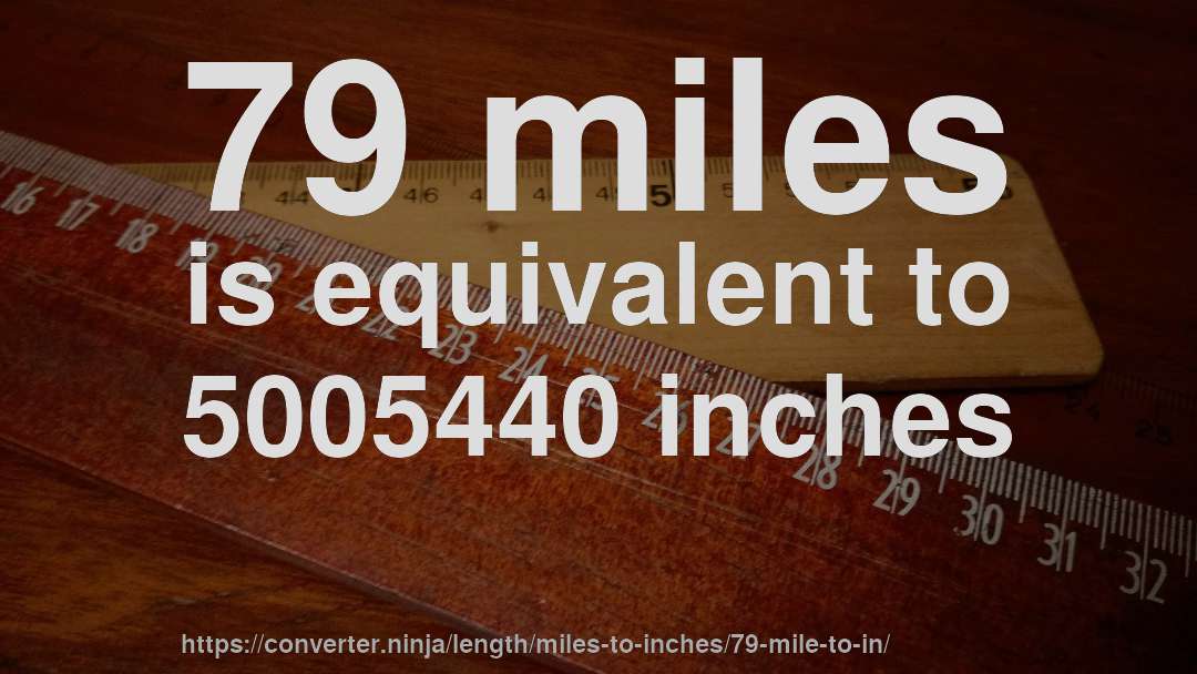 79 miles is equivalent to 5005440 inches
