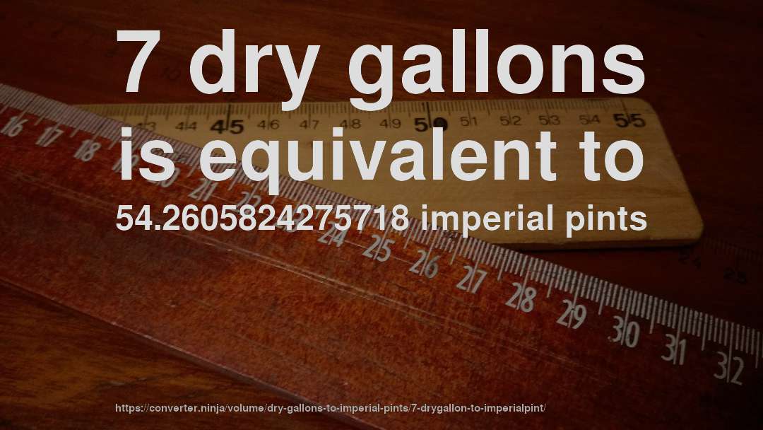 7 dry gallons is equivalent to 54.2605824275718 imperial pints