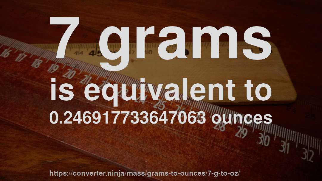 7 grams is equivalent to 0.246917733647063 ounces