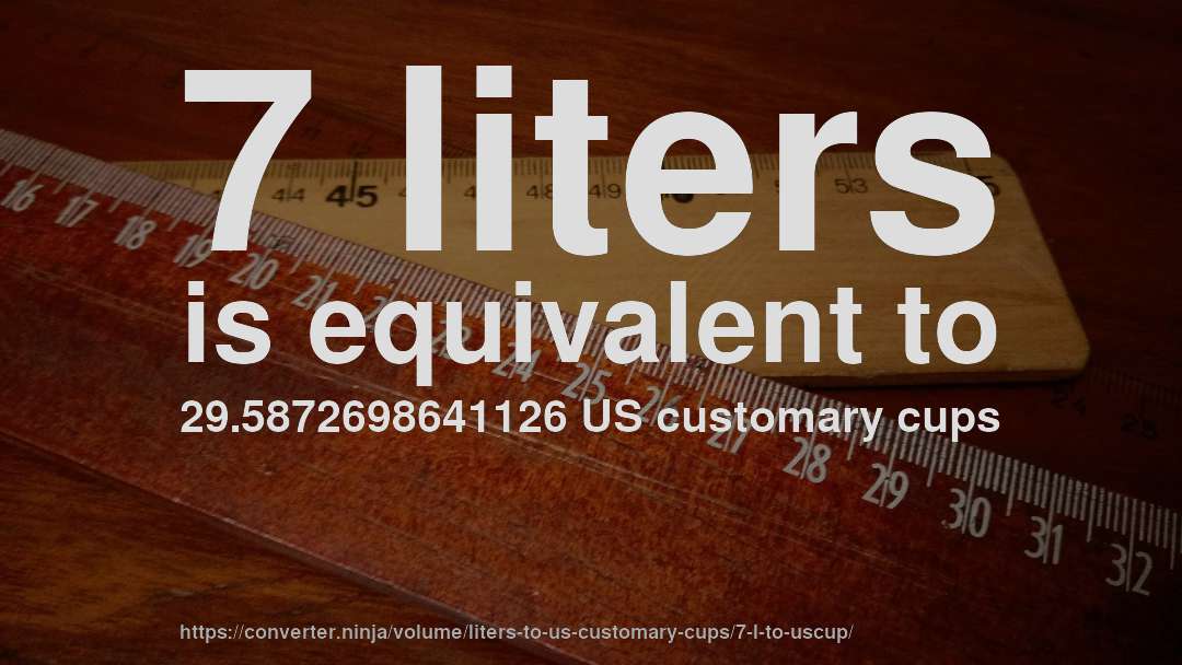 7 liters is equivalent to 29.5872698641126 US customary cups