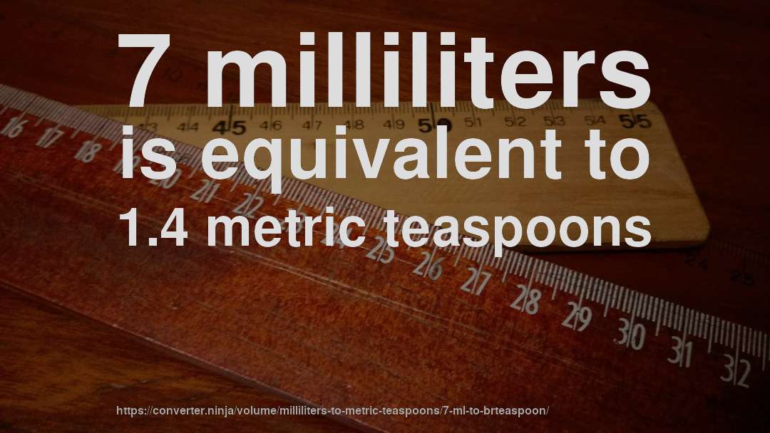 7 milliliters is equivalent to 1.4 metric teaspoons