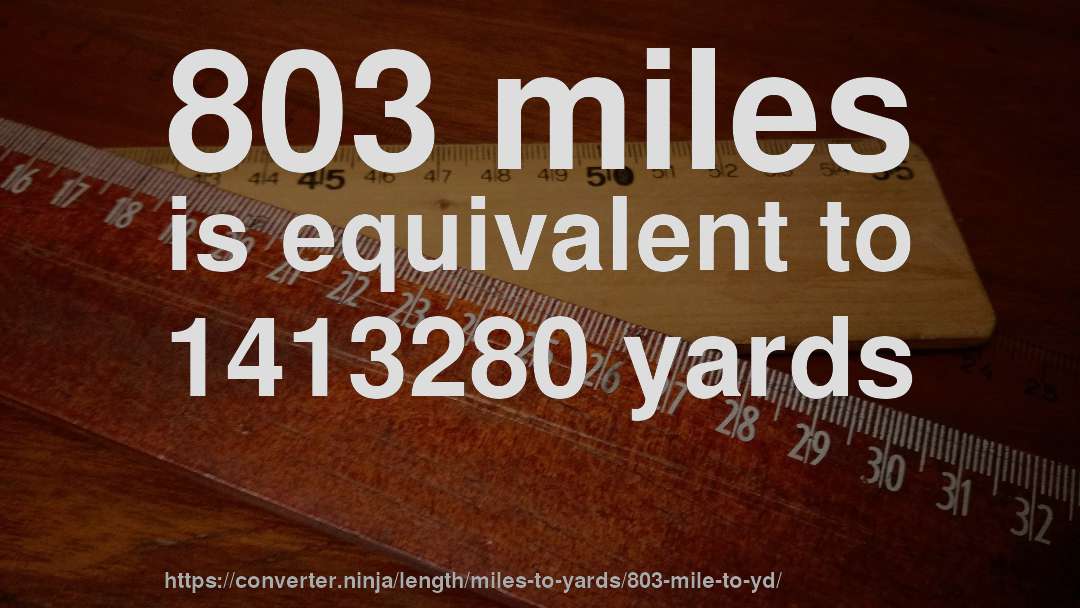 803 miles is equivalent to 1413280 yards