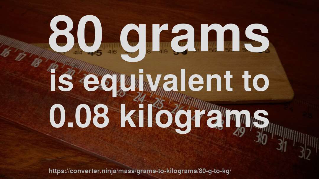 80 grams is equivalent to 0.08 kilograms