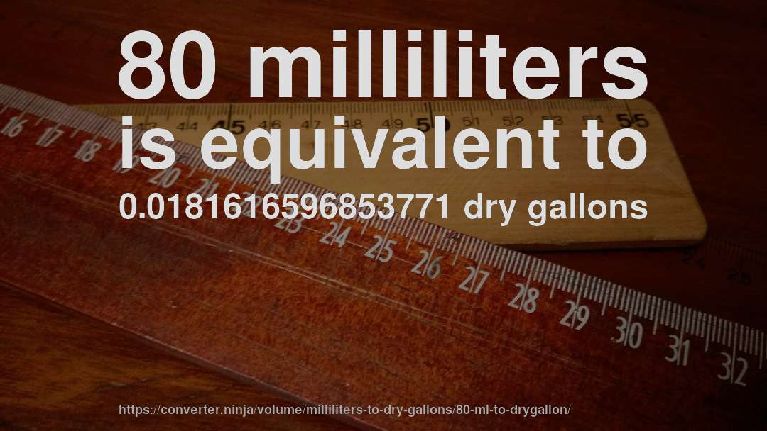 80 milliliters is equivalent to 0.0181616596853771 dry gallons