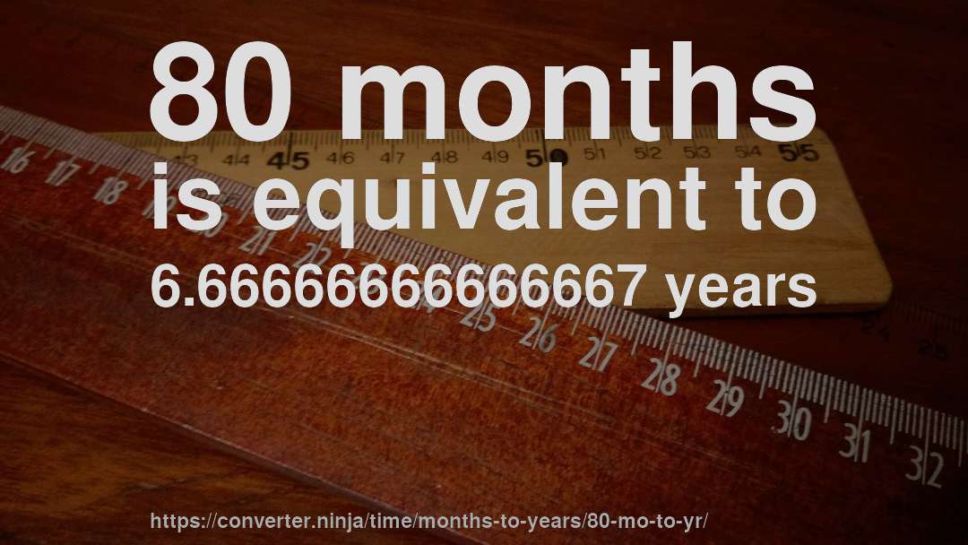 80 months is equivalent to 6.66666666666667 years