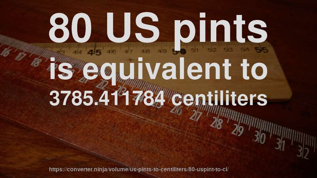 80 US pints is equivalent to 3785.411784 centiliters