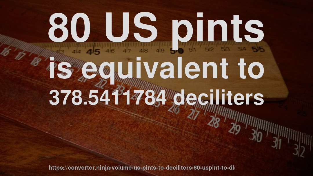 80 US pints is equivalent to 378.5411784 deciliters