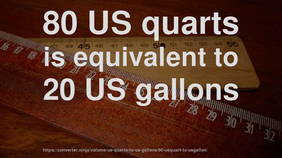 80 US quarts is equivalent to 20 US gallons